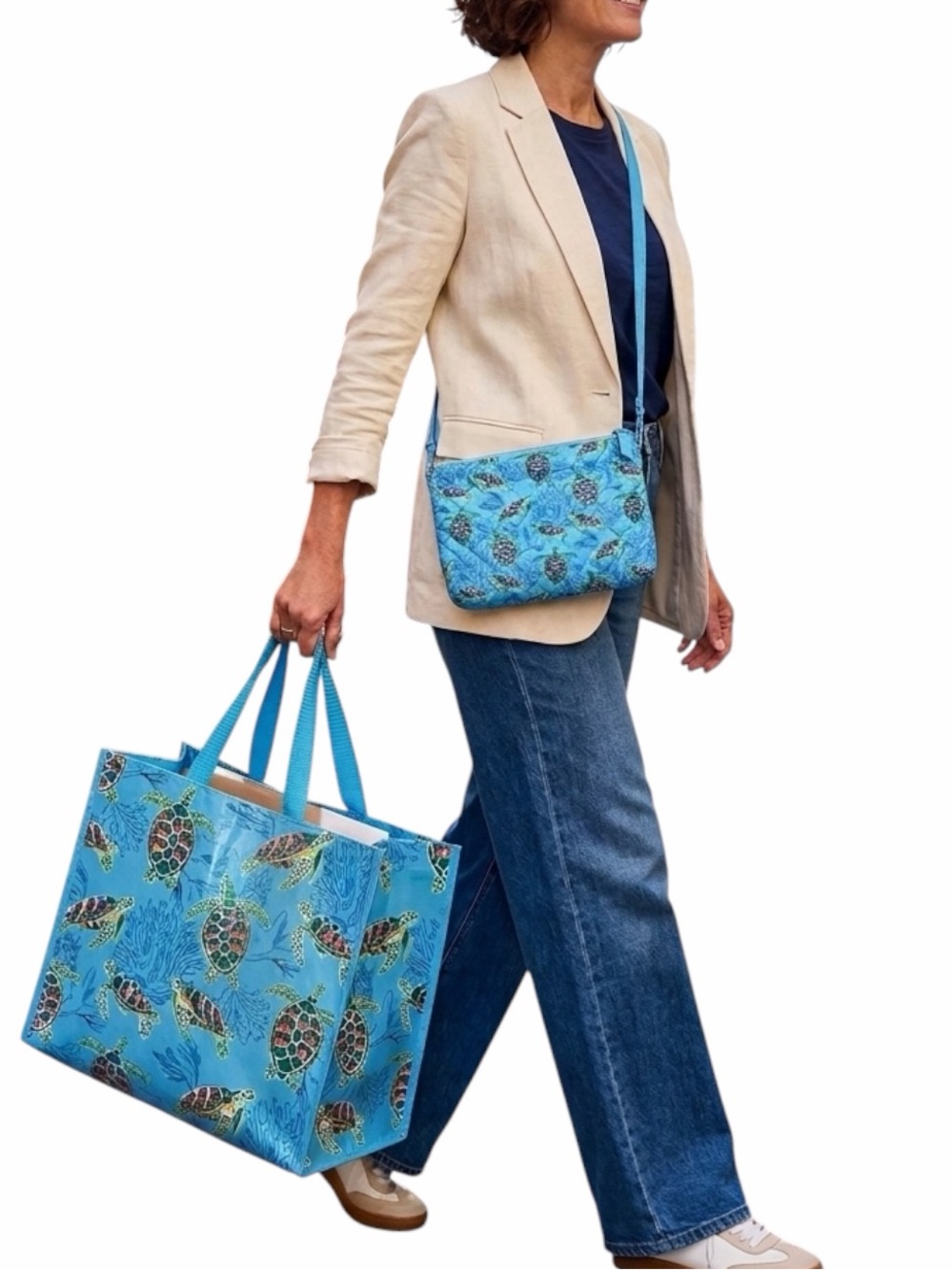 Vera Bradley Large Hipster Crossbody & Market Tote Set Sea Turtles and Coral NWT